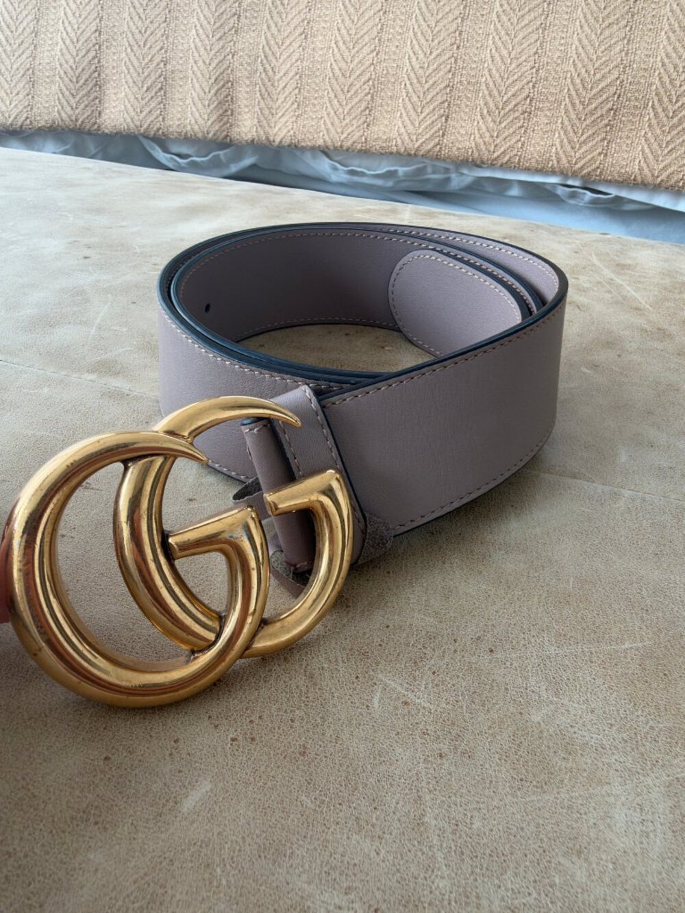 Gucci GG Marmont Wide Leather Belt Dusty Pink 75/30